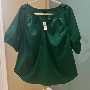 NWT Talbots Forest Green Pleated Blouse Size 1X